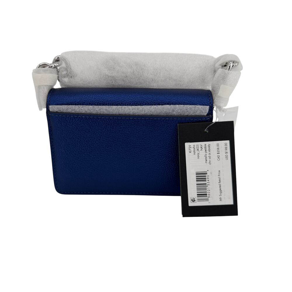 KATE SPADE New York Natasha Metallic Leather Chain Compact Wristlet in Navy - Picture 3 of 5